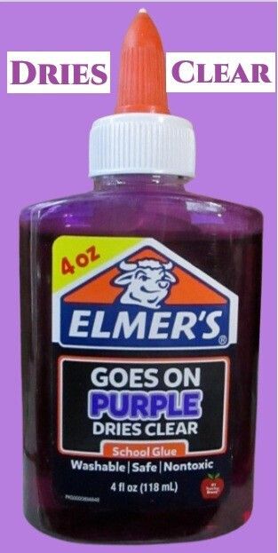 4 Oz. Washable School Glue, Goes On Purple Dries Clear