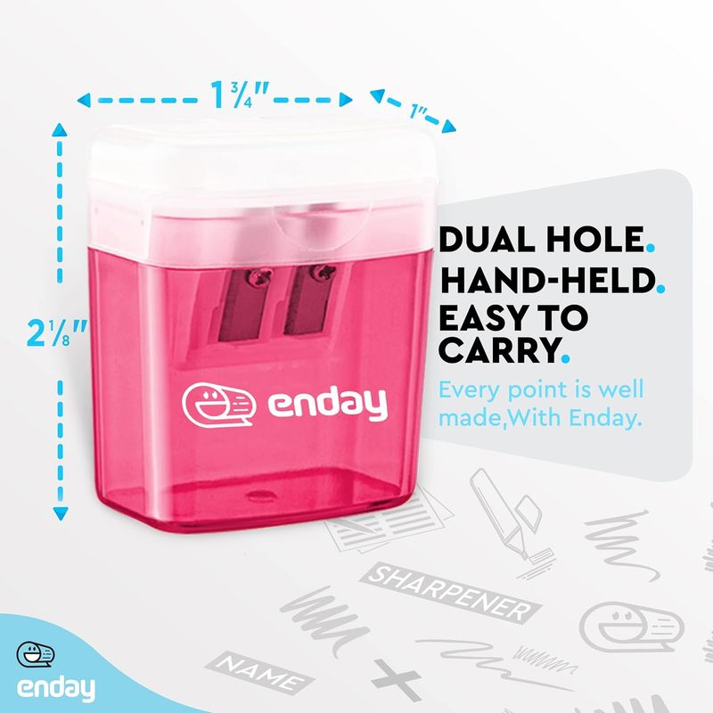 2-HOLE RECTENGULAR SHARPENER W/ CANISTER-PINK