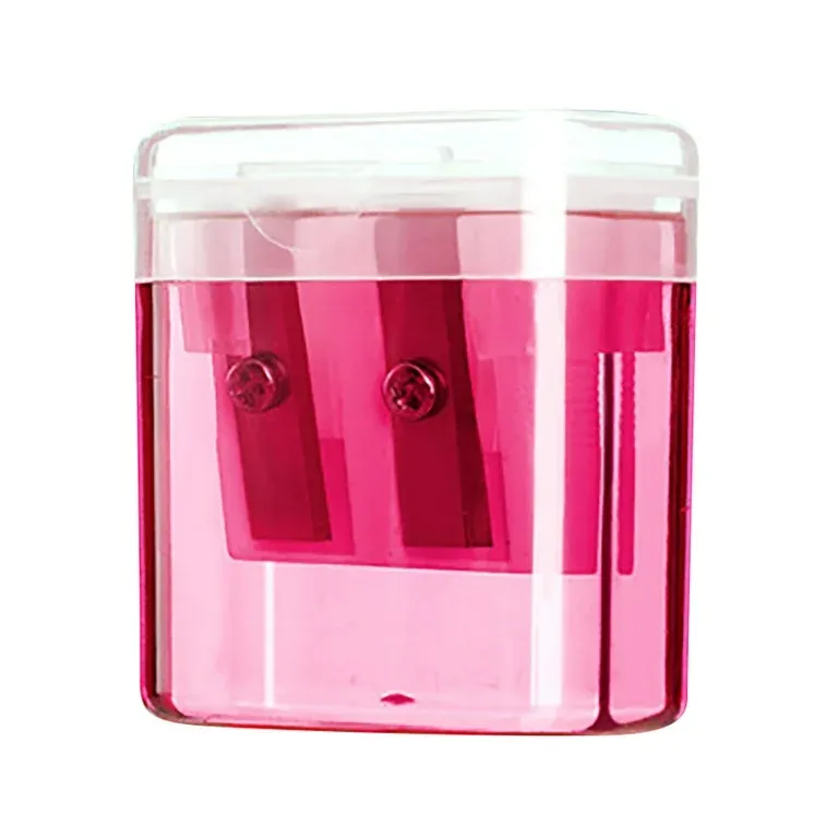 2-HOLE RECTENGULAR SHARPENER W/ CANISTER-PINK