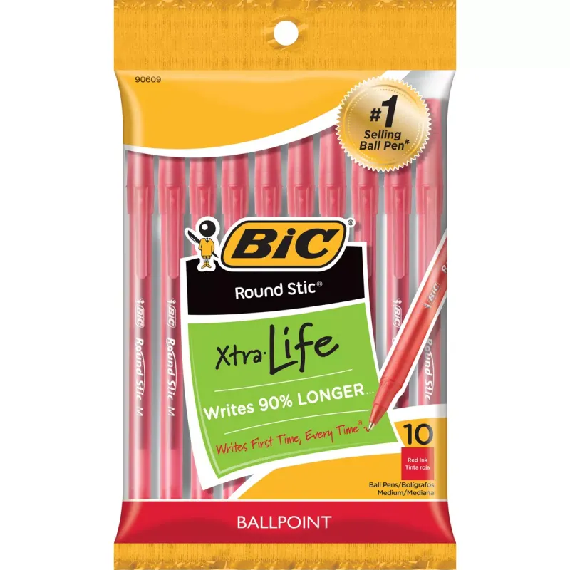 BIC ROUND STIC RED 10 PK.