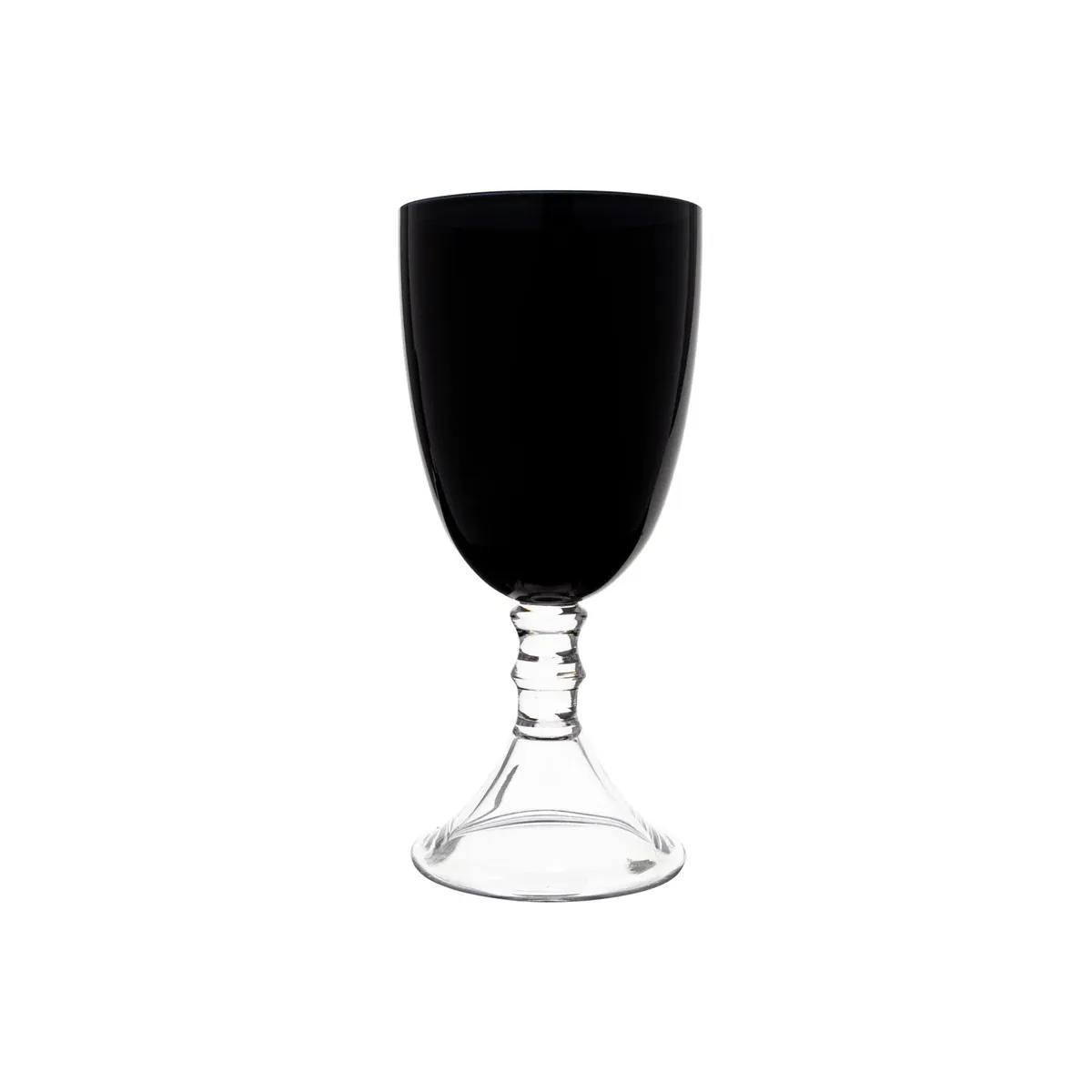 Set of 6 Vikko Decor - Iris Black Clear Stem Glass Goblet 18 Oz&quot;