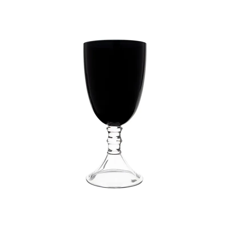 Set of 6 Vikko Decor - Iris Black Clear Stem Glass Goblet 18 Oz&quot;