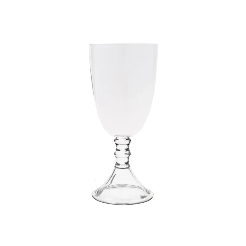 Set of 6 Vikko Decor - Iris  White  Clear Stem  Glass Goblet  18 Oz&quot;