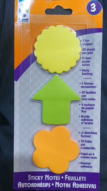 Sticky nots 3pk (shapes)