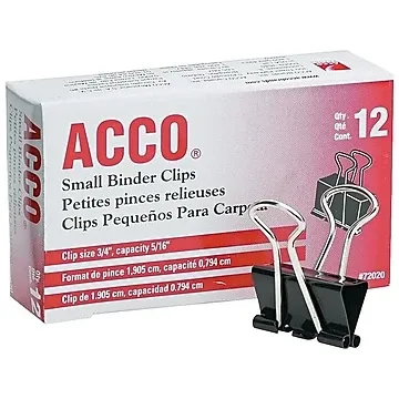 Sm. Binder Clips# 3/4&quot;# 12/BX