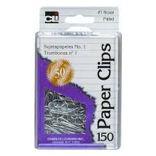 Paper Clips - #1 - Silver - 150/Box - Reusable Box