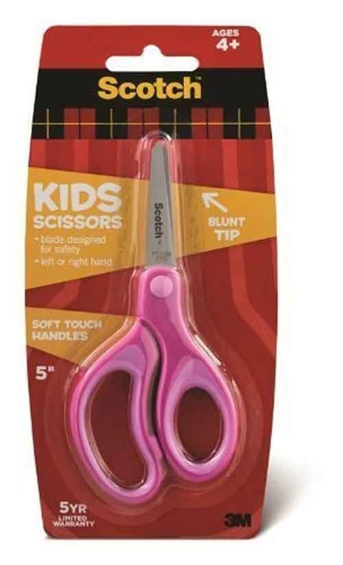 Kids Scissors Soft Grip Handles Blunt 4+ 5&quot; asst colors