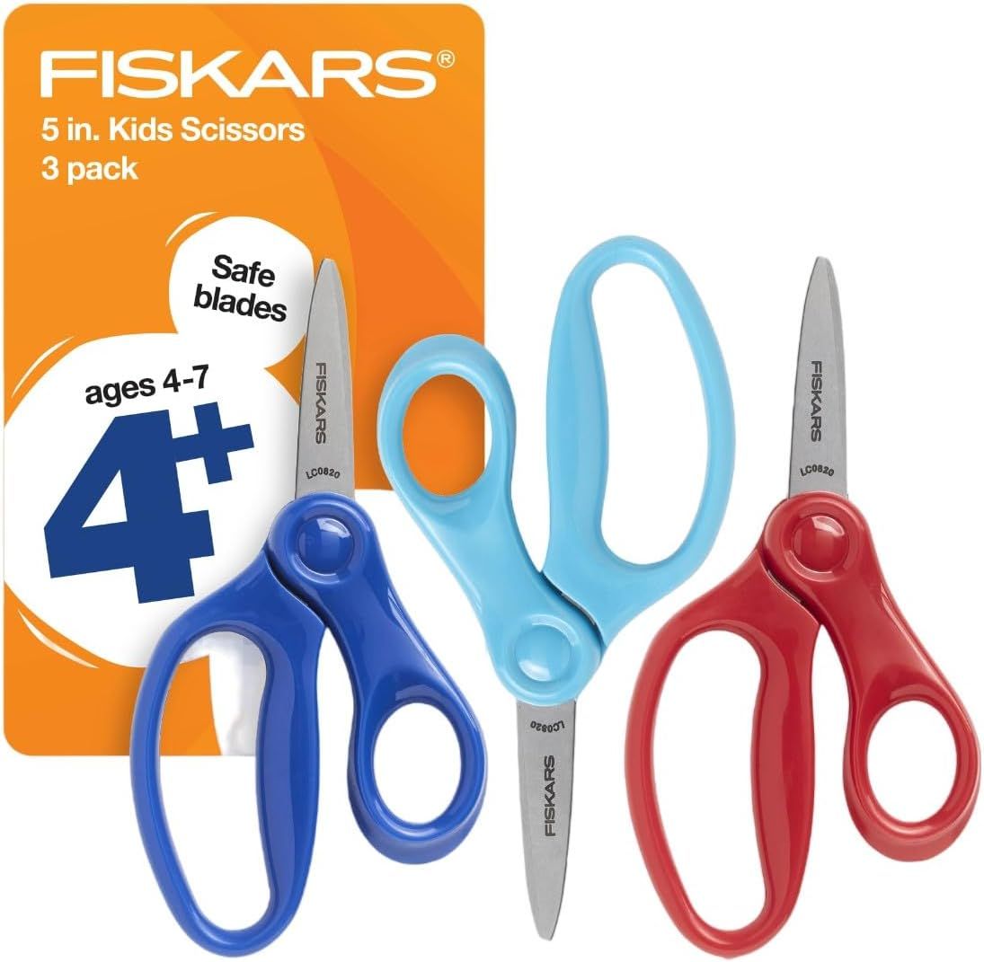 Kids scissor 5&quot; pointed tip asst color