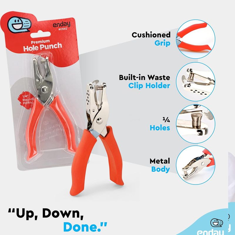 single hole punch red grip