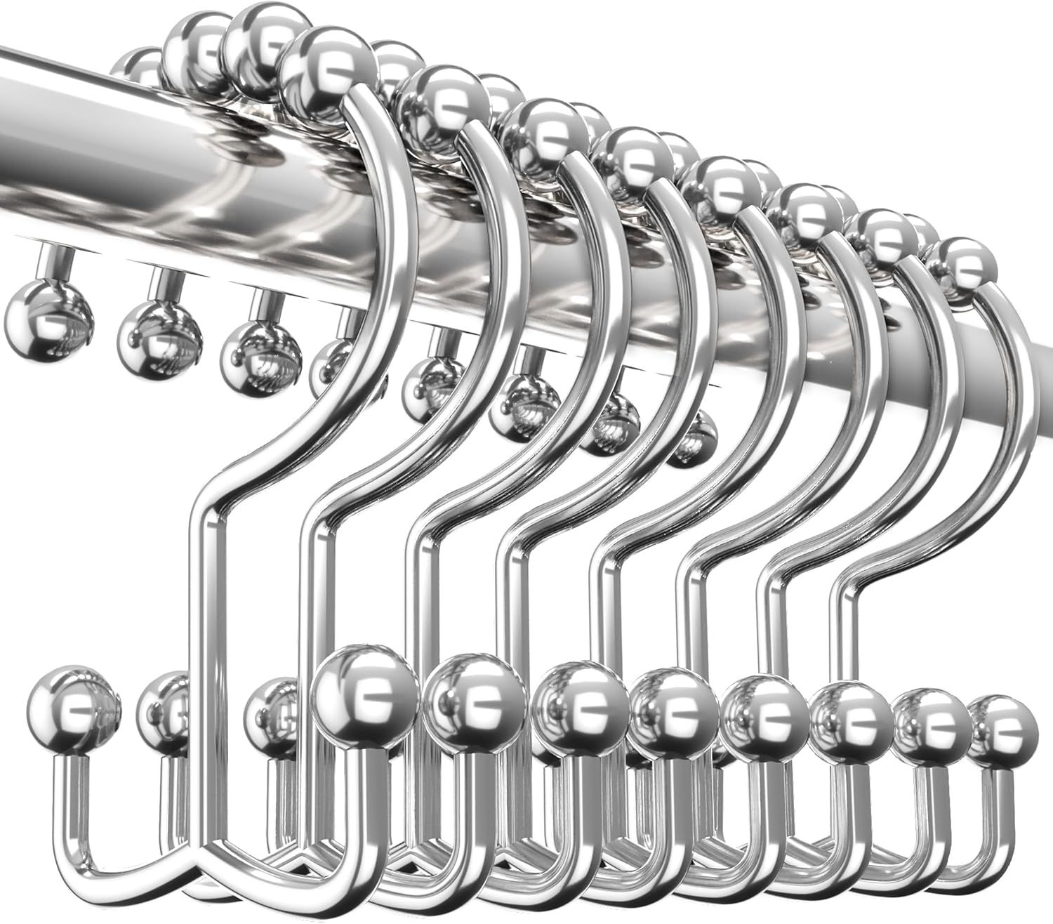 12pc Rolling Double Shower Hook-Chrome (Anchor)
