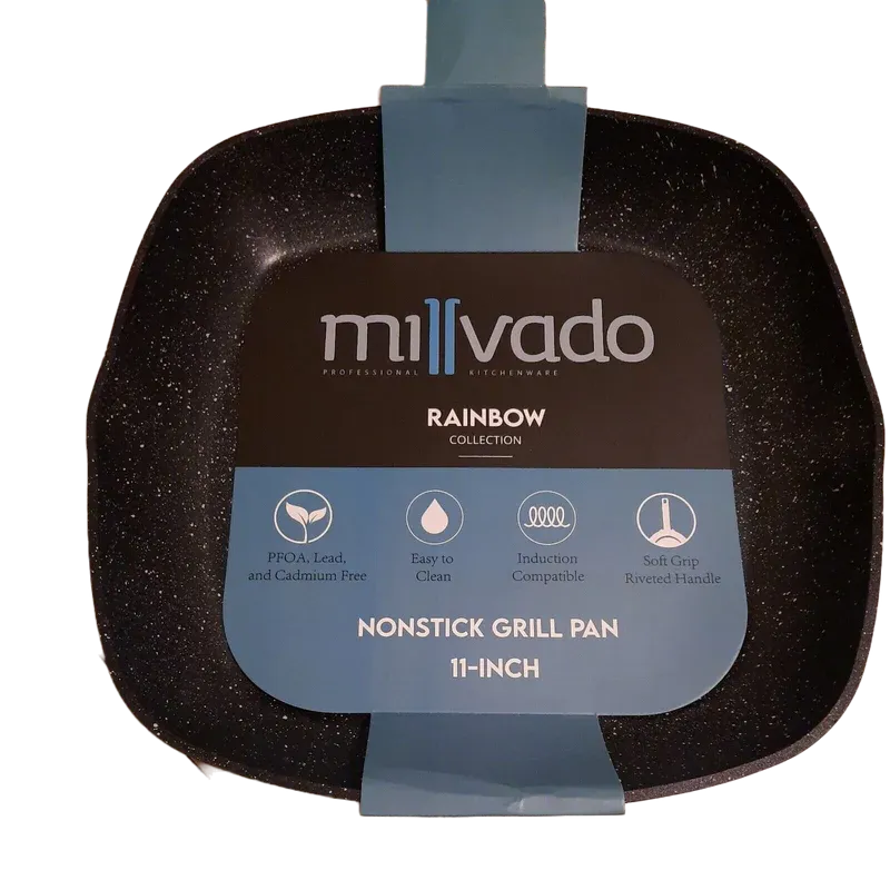 Rainbow Black Non Stick Grill Pan 11" Soft Grip Handle