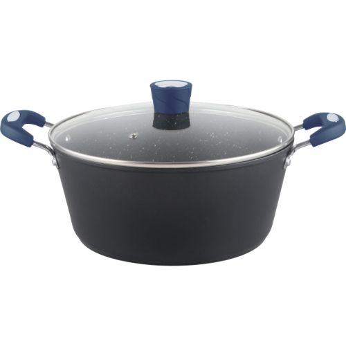 Rainbow Blue Non Stick Pot/W Glass Lid Soft Grip Handle 7 Qt
