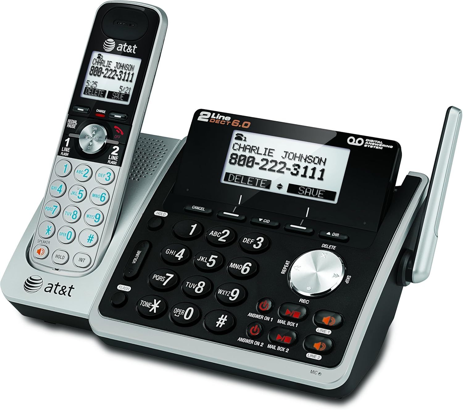 AT&amp;T TL88102 DECT 6.0 2-Line Expandable Cordless Phone System