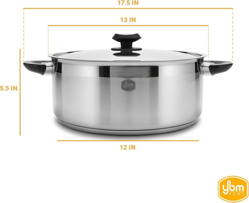 STAINLESS STEEL DUTCH OVEN W LID 11 QUART 32x13 CM