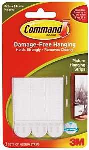 COMMAND-PICTURE HANG STRIPS - MEDIUM - 3 SETS