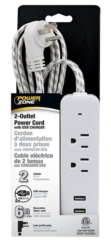 power cord with usb white/black