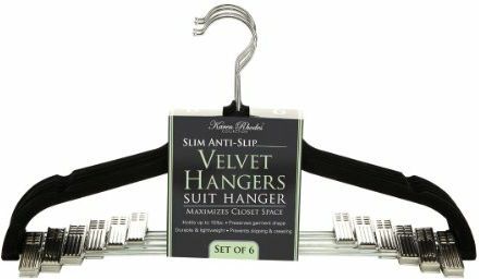 HANGER-VELVET-W-CLIPS PK/6
