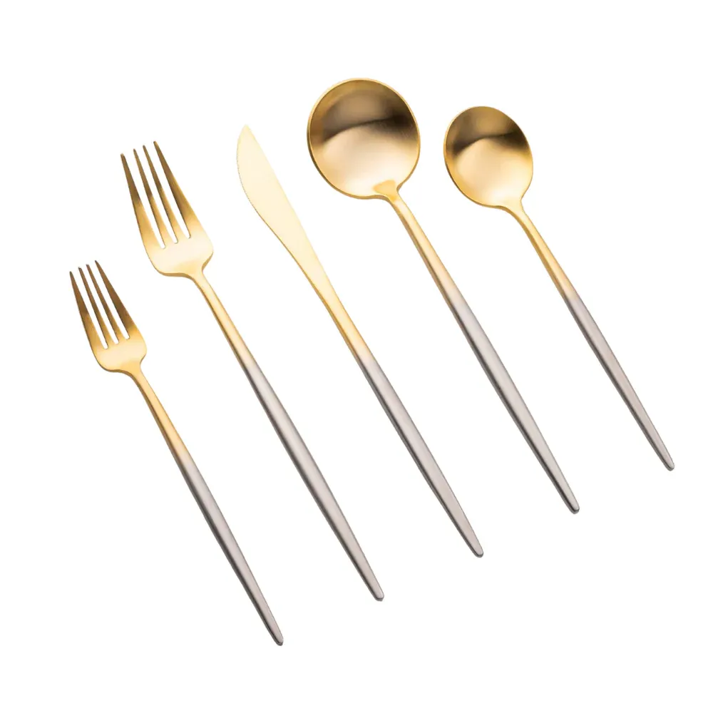 Vikko Dine - Vera Two Tone Brushed Silver And Gold 18/10 Flatware 20 Pc Set Service For 4