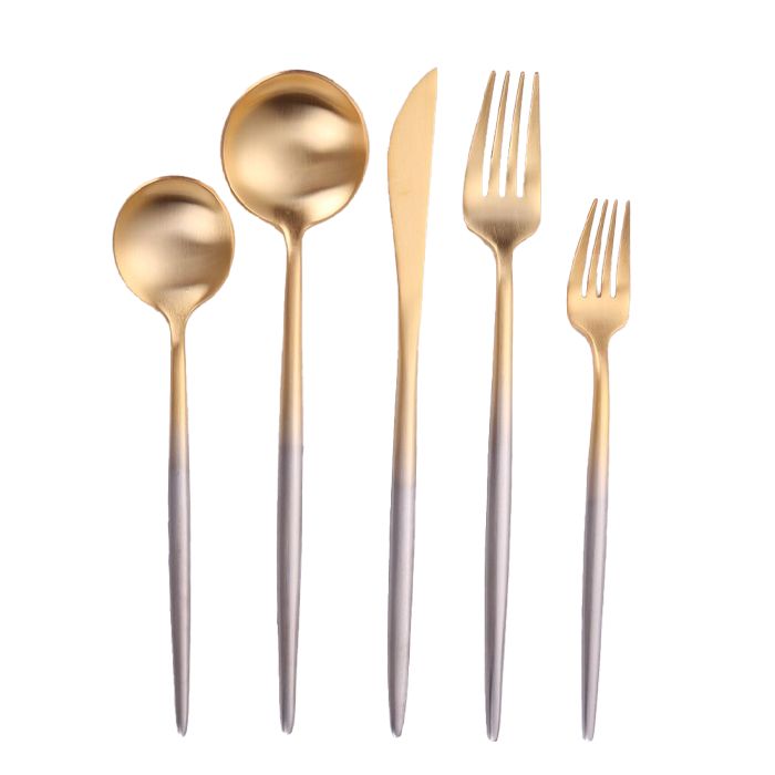 Vikko Dine - Vera Two Tone Brushed Silver And Gold 18/10 Flatware 20 Pc Set Service For 4