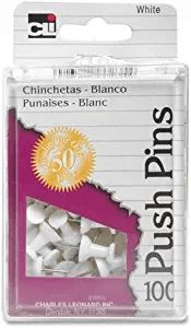 Push Pins White# 100 Reusable Box