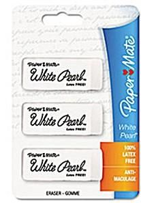 WHITE PEARL CLUTCH ERASER 3PK