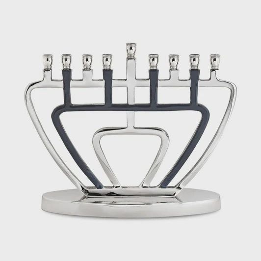Impressive Polished Silver &amp; Dark Grey Menorah