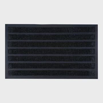 Striped Coir Doormat Black