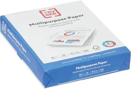 8.5" x 11" Multipurpose Copy Paper, 20 lbs., 96 Brightness, 500 Sheets/Ream