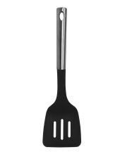 Millvado - Nylon Utensils, Slotted Turner, SS Handle, Black, 13.5"