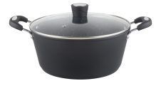 Millvado - Rainbow Black# Non Stick Pot/W Glass Lid# Soft Grip Handle 4.5 Qt