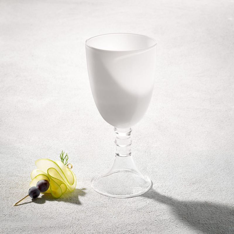 Set of 6 Vikko Decor - Iris  White  Clear Stem  Glass Goblet  18 Oz"