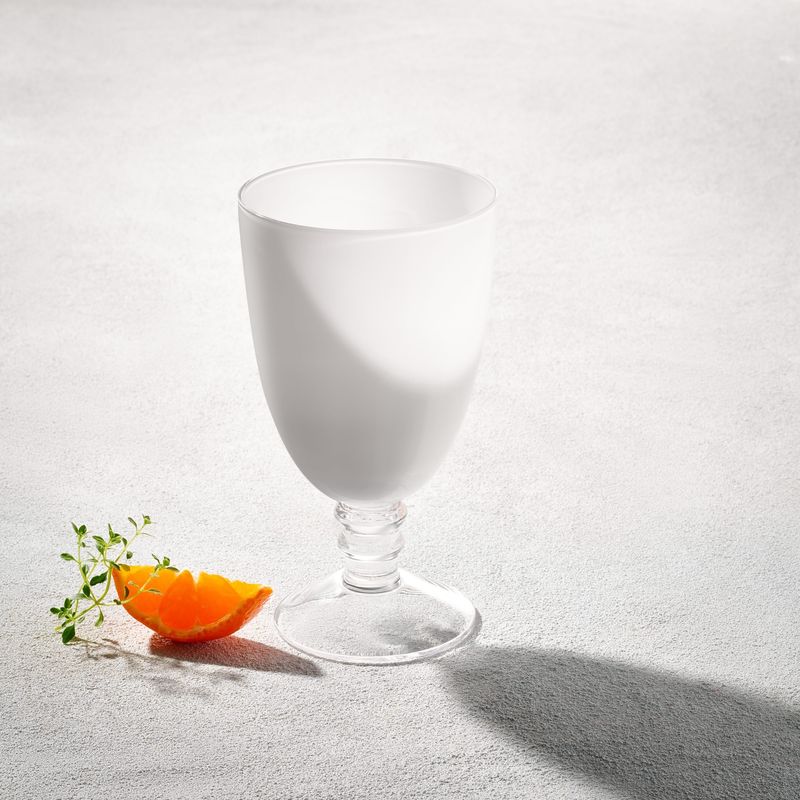 Set of 6 Vikko Decor - Iris  White  Clear Stem  Glass Goblet  20.5 Oz"