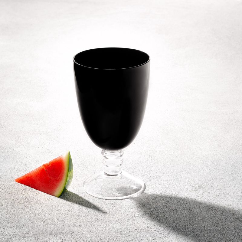 Set of 6 Vikko Decor - Iris Black  Clear Stem  Glass Goblet  20.5 Oz"