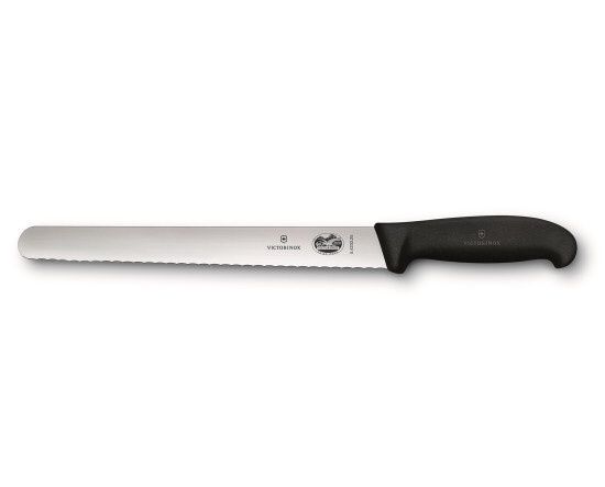 Victorinox - Fibrox Pro Slicing Knife# Serrated# Round Tip# 12 "# Black