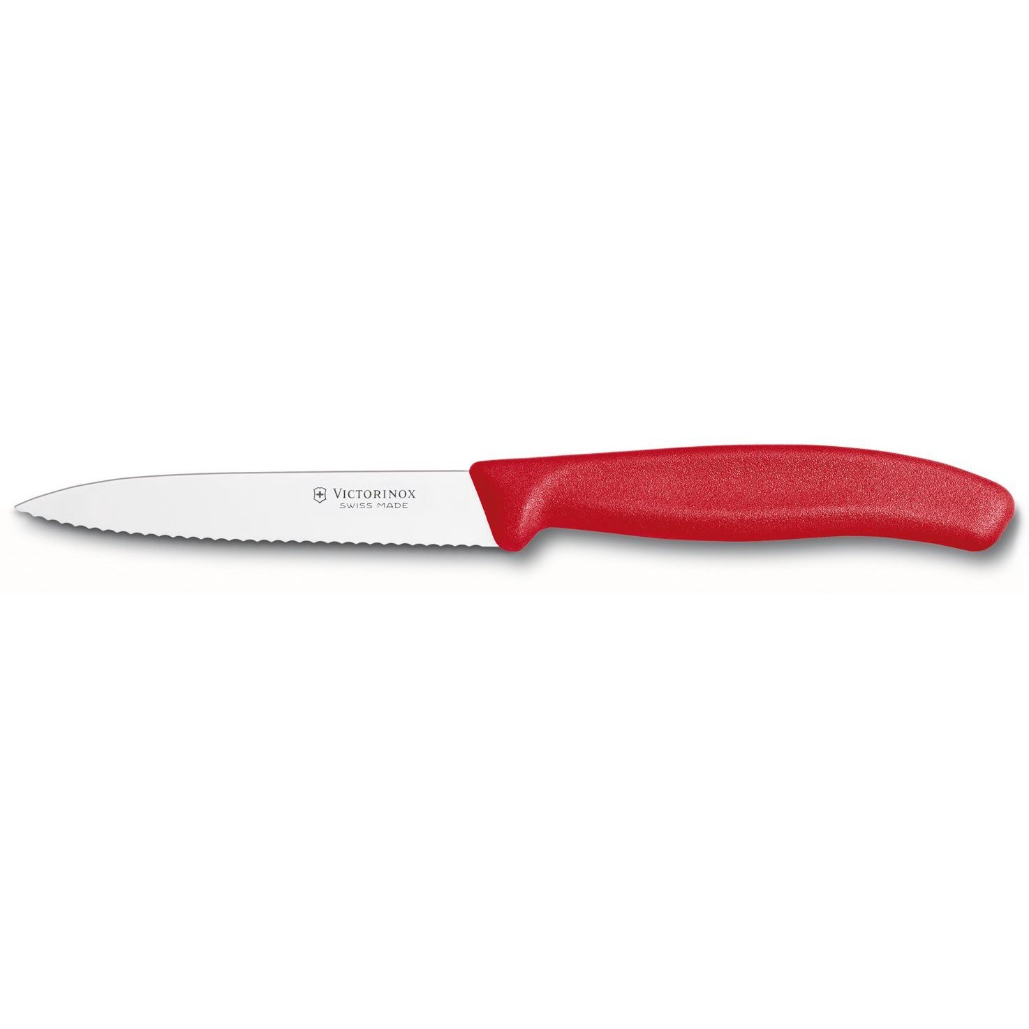 Victorinox - Swiss Classic Paring Knife# Serrated# Spear Tip# 4# Red