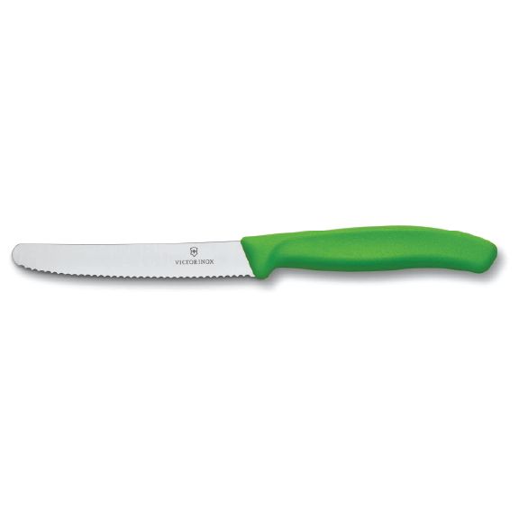 Victorinox - Swiss Classic Tomato Knife# Serrated# Round Tip# 4.5"# Green
