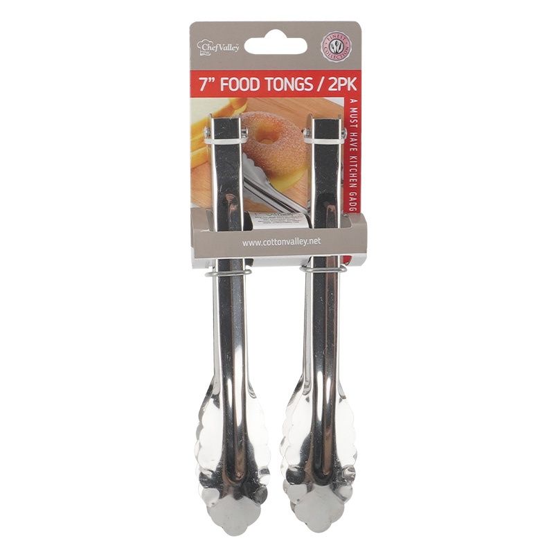 2PK 7" SS FOOD TONG