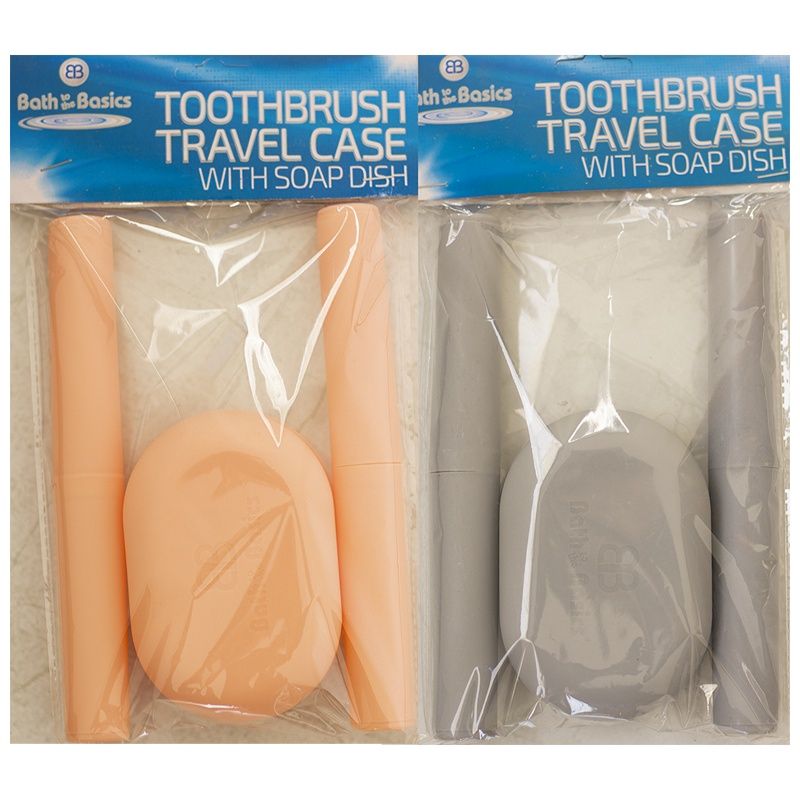 2PK TOOTHBRUSH HOLDER WITH SOAP DISH asst