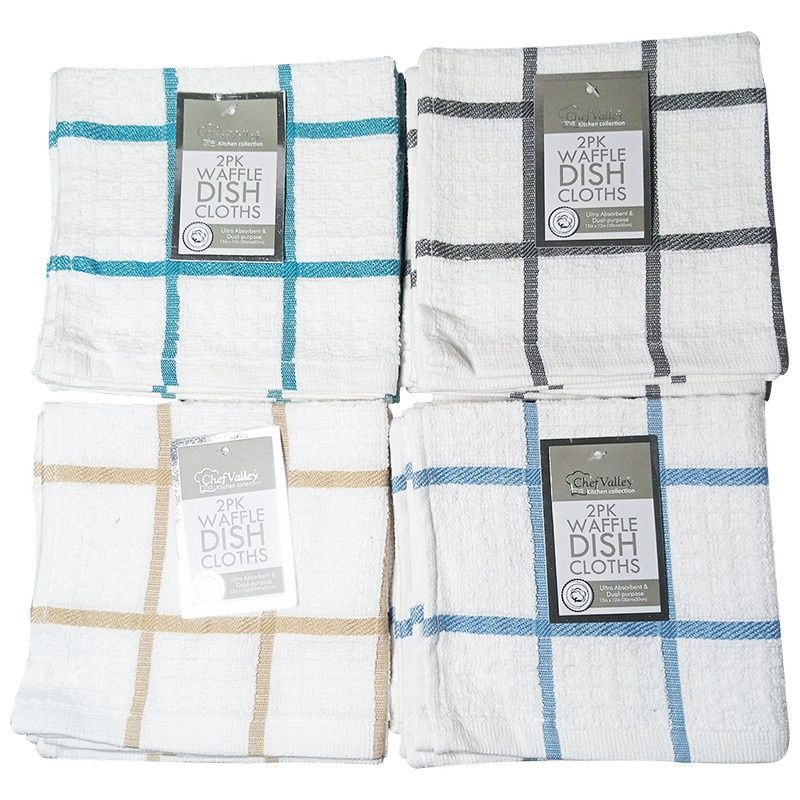 2PK WAFFLE DISH CLOTH asst.