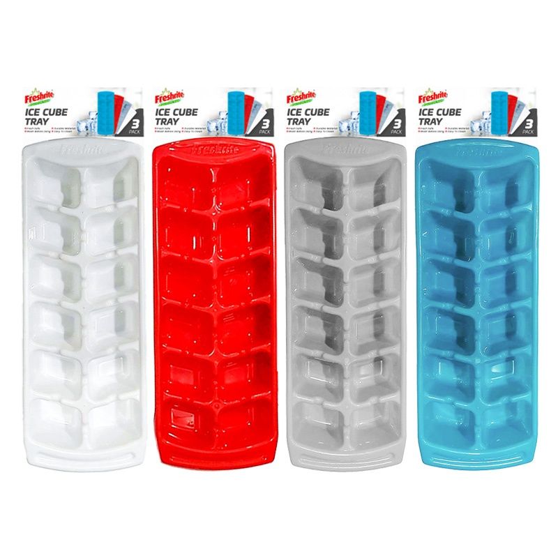 3 PC ICE CUBE TRAY SET 12 MOLDS asst