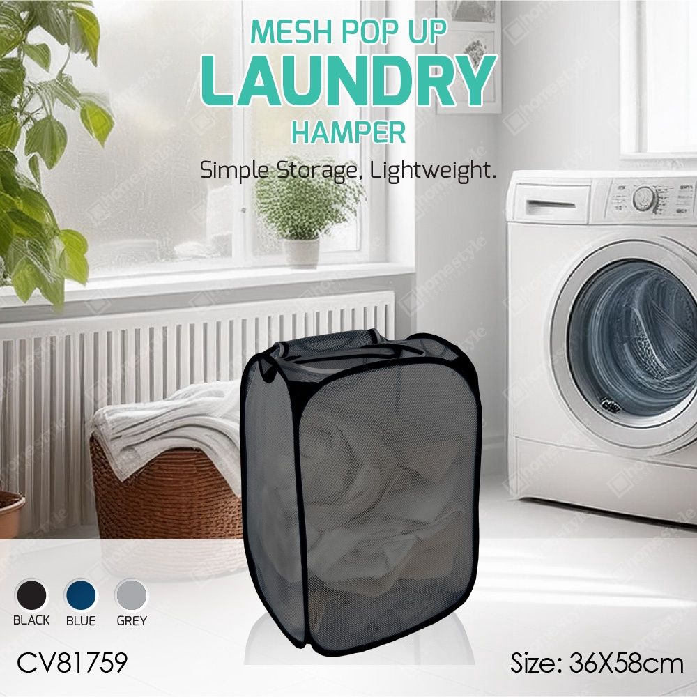 36X58 MESH POPUP LAUNDRY BASKET asst