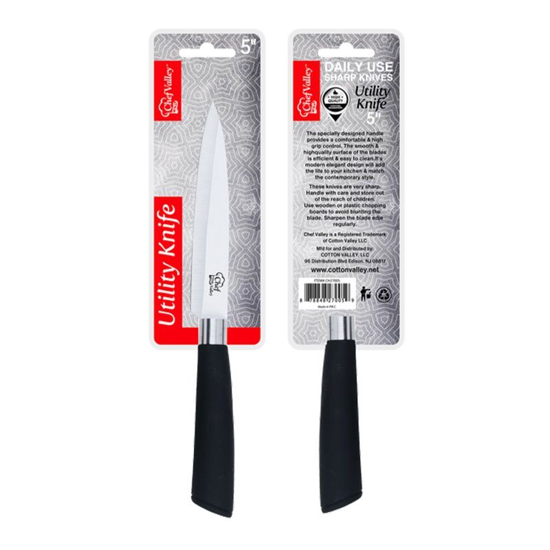 5" UTILITY KNIFE BLK GRIP SILVER