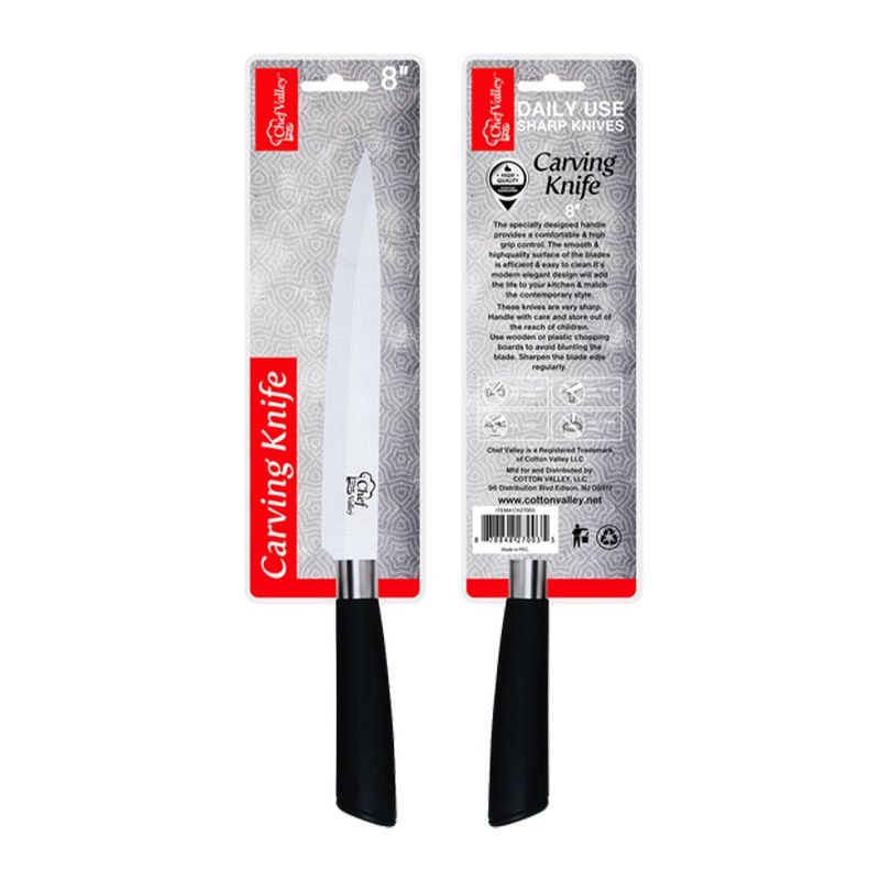 8" CARVING KNIFE BLK GRIP SILVER