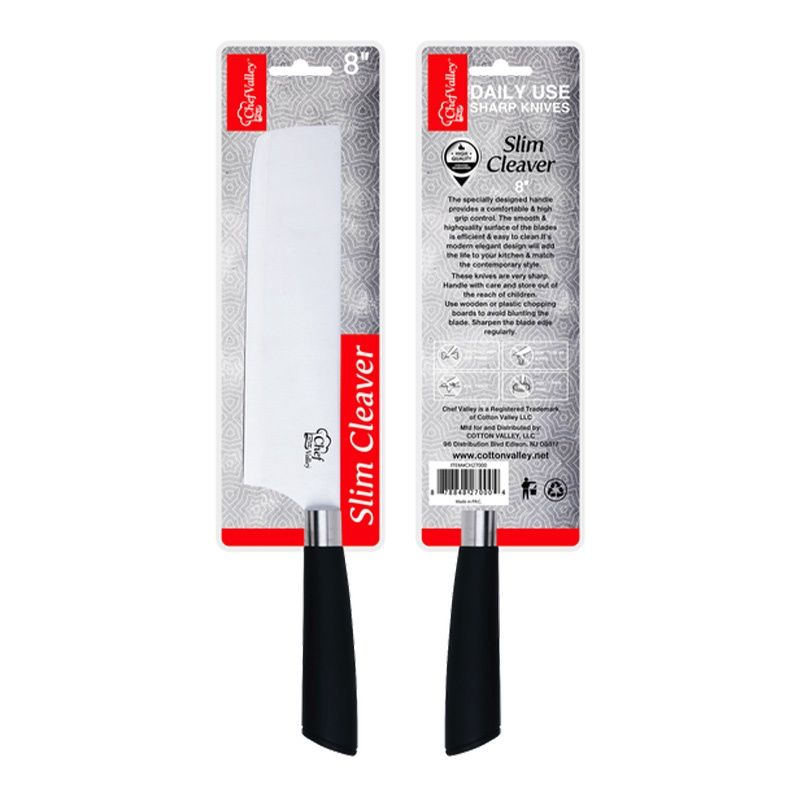 8" CHOPPER KNIFE BLK GRIP SILVER