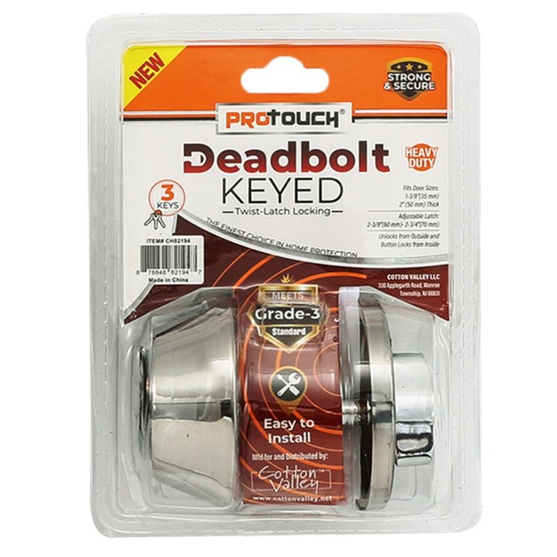 CHROME DEADBOLT KEYED OUTSIDE