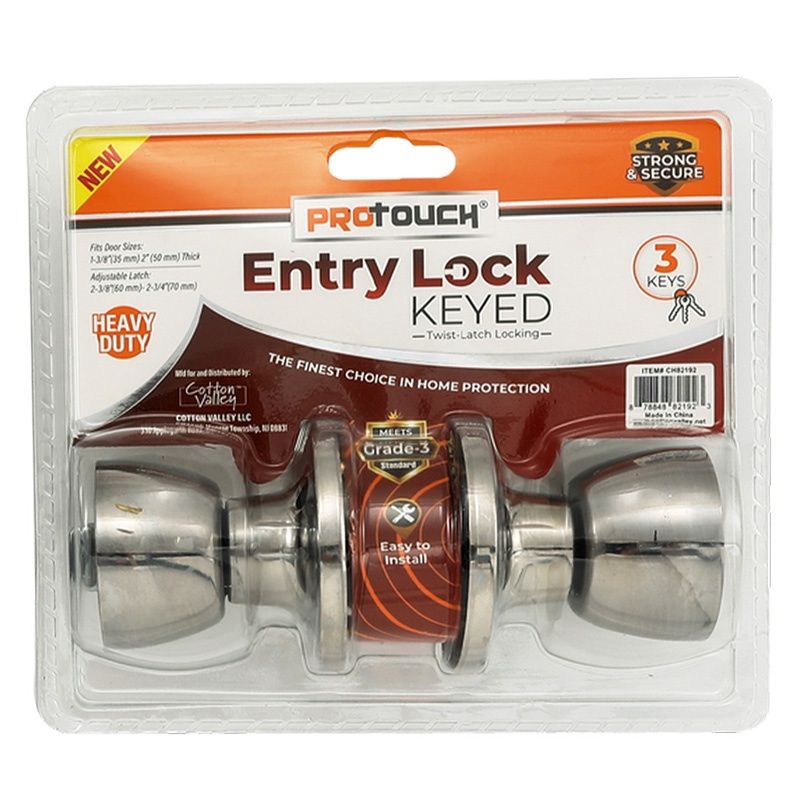 CHROME TWIST LATCH LOCKSET W/KEY