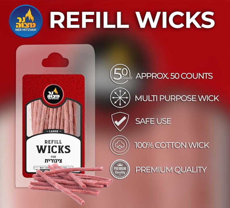 50PK. Refill Wicks Large