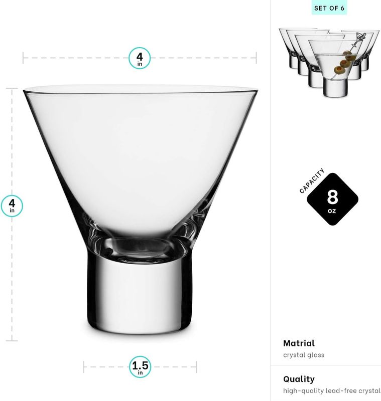 Martini Glass 8 Oz 6PK