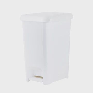Slim Step Trash Can White 10.5 Gal