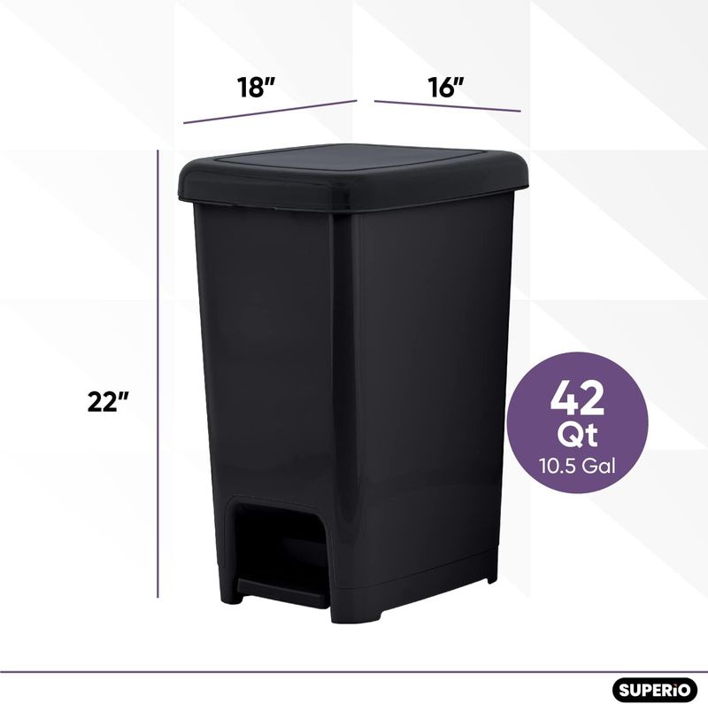 Slim Step Trash Can Black 10.5 Gal